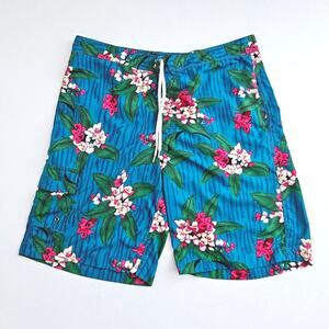 Polo Ralph Lauren Swimwear Mens Med‎ Hawaiian Tropical Flowers Lined Swim Trunks